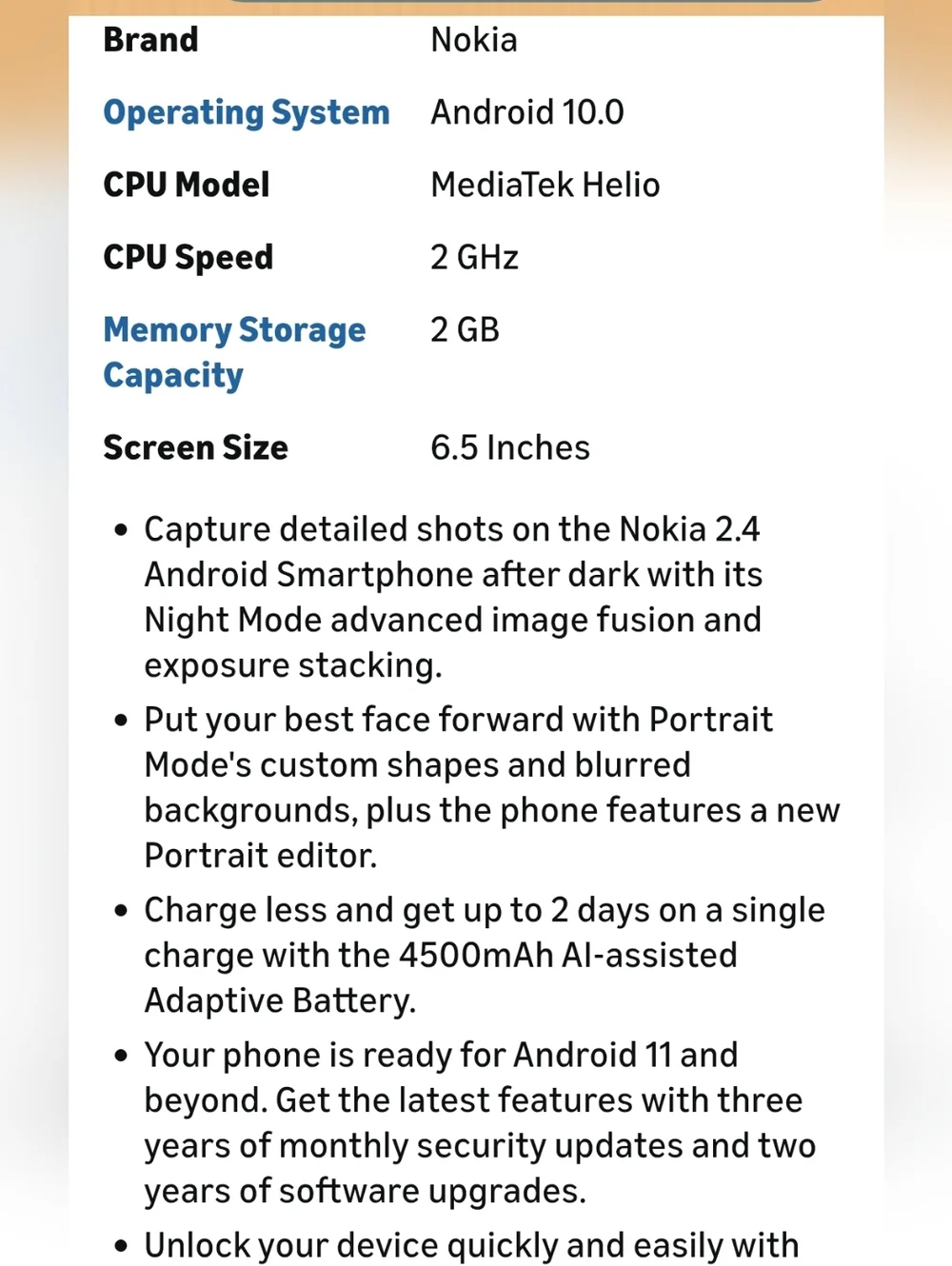 Nokia 2.4 2GB/32GB 6.5